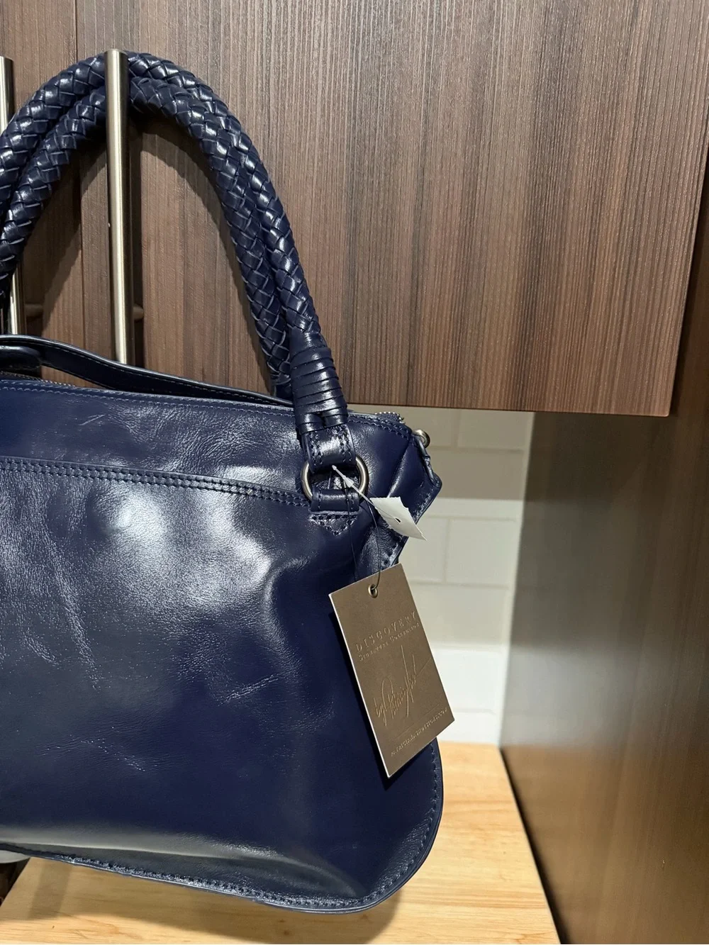 Patricia Nash Discovery Leather Vernazza Flap Satchel Navy‎